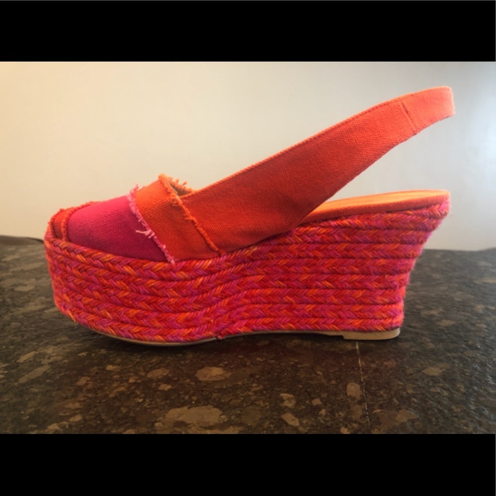 Castaner Fushia/Orange Frayed Edge Espadrilles